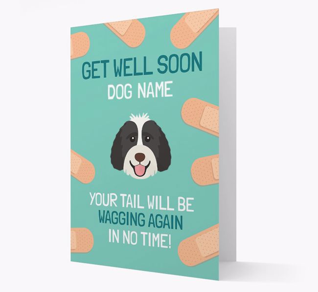 Personalized 'Get well soon {dogsName}' Card with {breedFullName} Icon